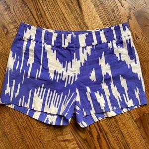 J Crew EUC purple & white zip up shorts